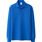 Мужское поло из 100% хлопка, весенне-осенние однотонные повседневные рубашки-поло с длинным рукавом, размеры S-3XL;YA286