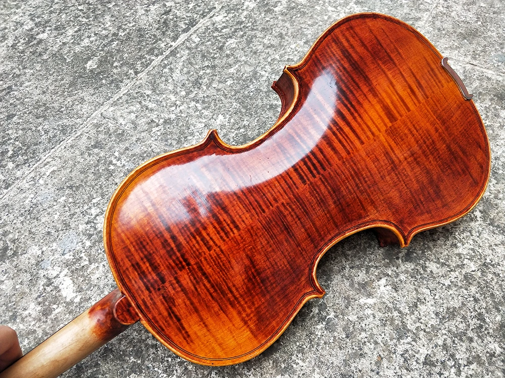 Реальный выстрел высокого качества ручная скрипка из клена 4/4 3/4 массивное дерево натуральный тигр виолино профессиональное музыкальное инструментирование на.