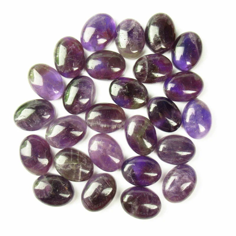 Овальный кабошон с натуральным аметистом, 10 шт., 20 х15х6 мм
