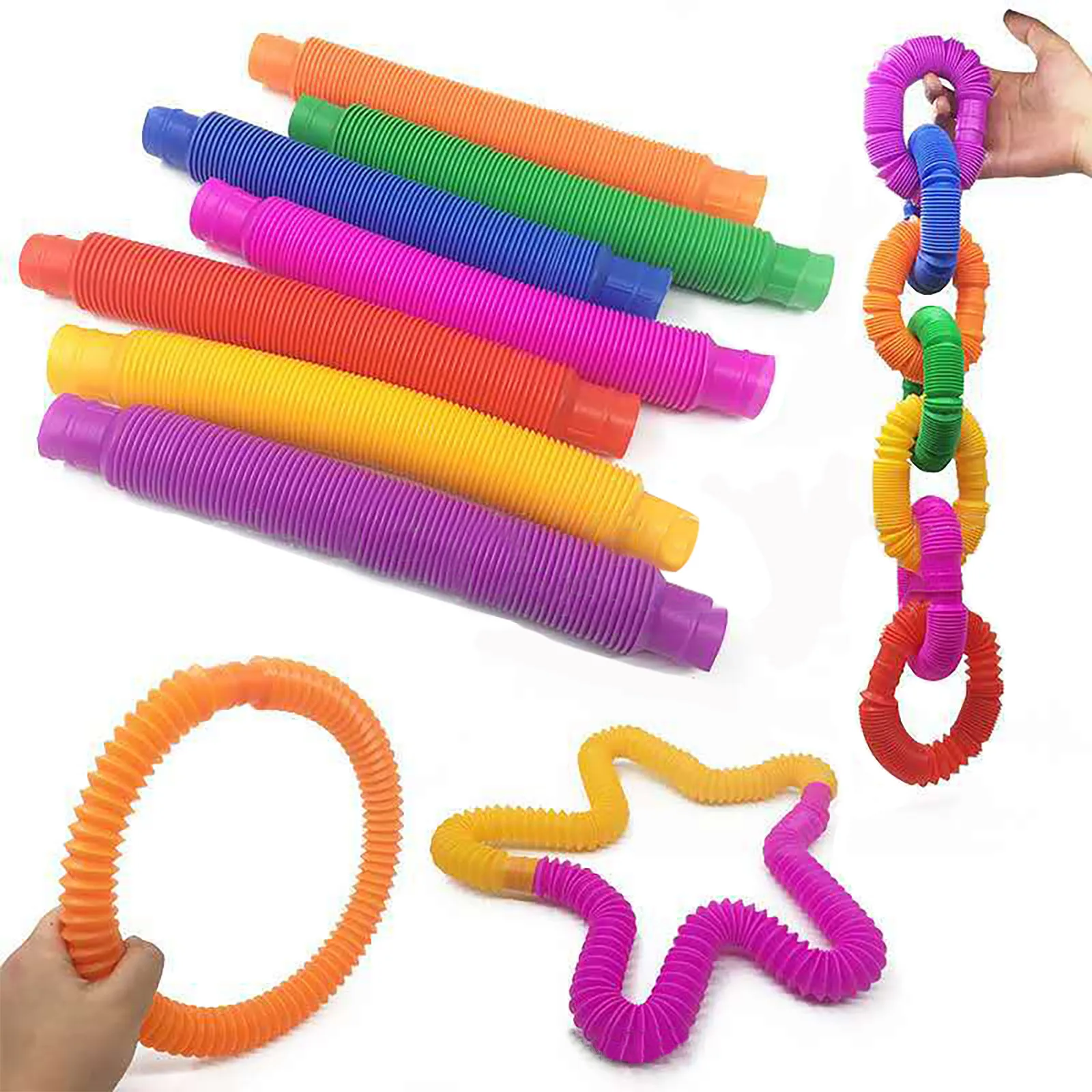 

1pc Colorful Fun Game Stretch Tube Telescopic Tube Children's Vent Decompression Toy Telescopic Bellows Sensory Toys 2021