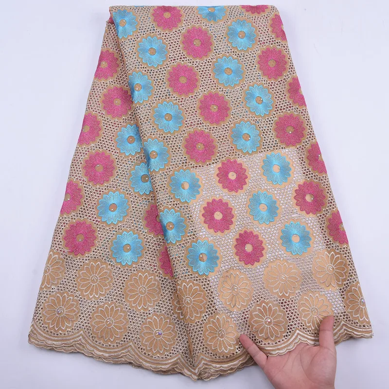 Высококачественная швейцарская вуаль кружева африканская хлопковая кружевная