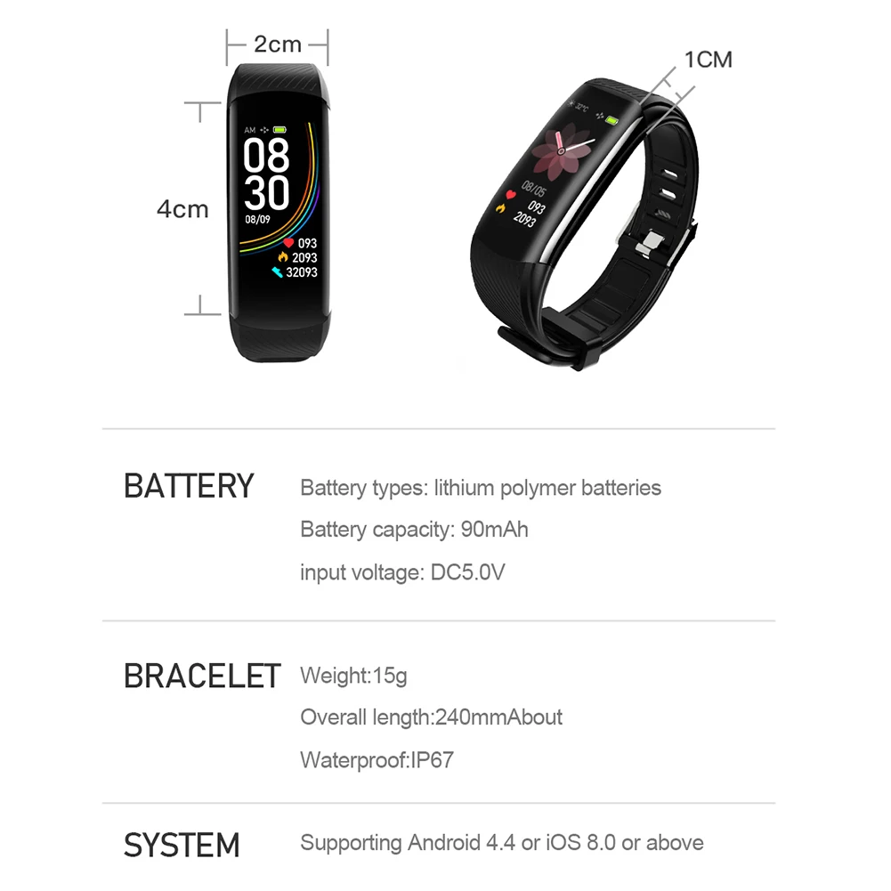 

Heart Rate Monitor Information Heart Rate Monitor Fitness Sports Smartwatch Waterproof Smart Watch for Android iOS