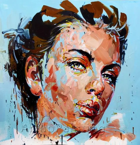 

No Framed Hand Painted Tableau DéCoration Moderne Portrait Palette Knife Oil Painting On Canvas Face Acrylic Picture Wall Art P