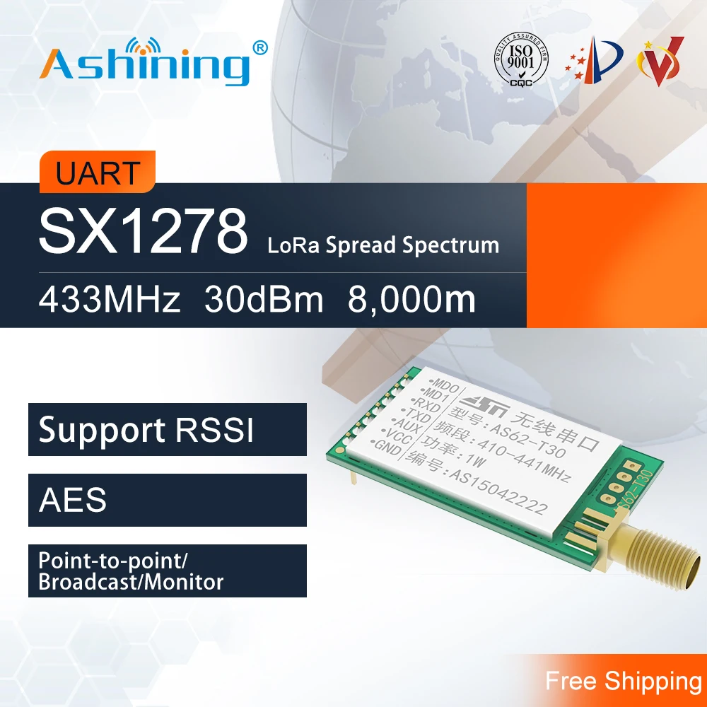 10pcs 433mhz 500mW LoRa Sx1278 AS62-T30 Wireless Long Range Transmitter Receiver RF Module FEC | Мобильные телефоны и