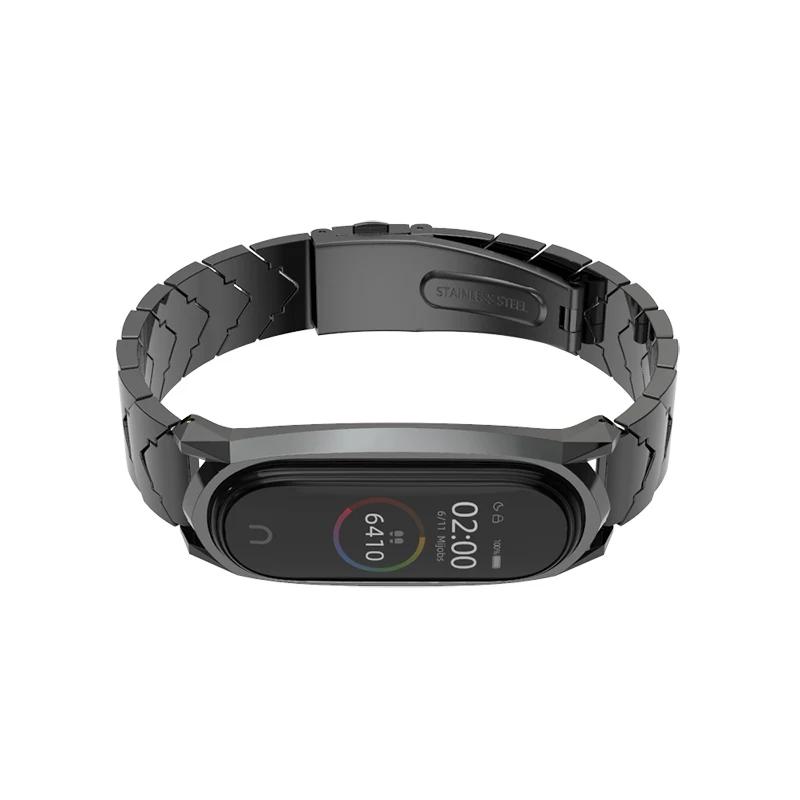 Mi band 4 ремешок для Xiaomi mi ремешок 4 ремешок mi и 3 металлический браслет умный ремешок для часов Безвинтовой браслет из нержавеющей стали