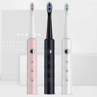 usb rechargeable waterproof sonic couples electric toothbrush 6 gears soft bristle adult tooth brushes replacement heads set