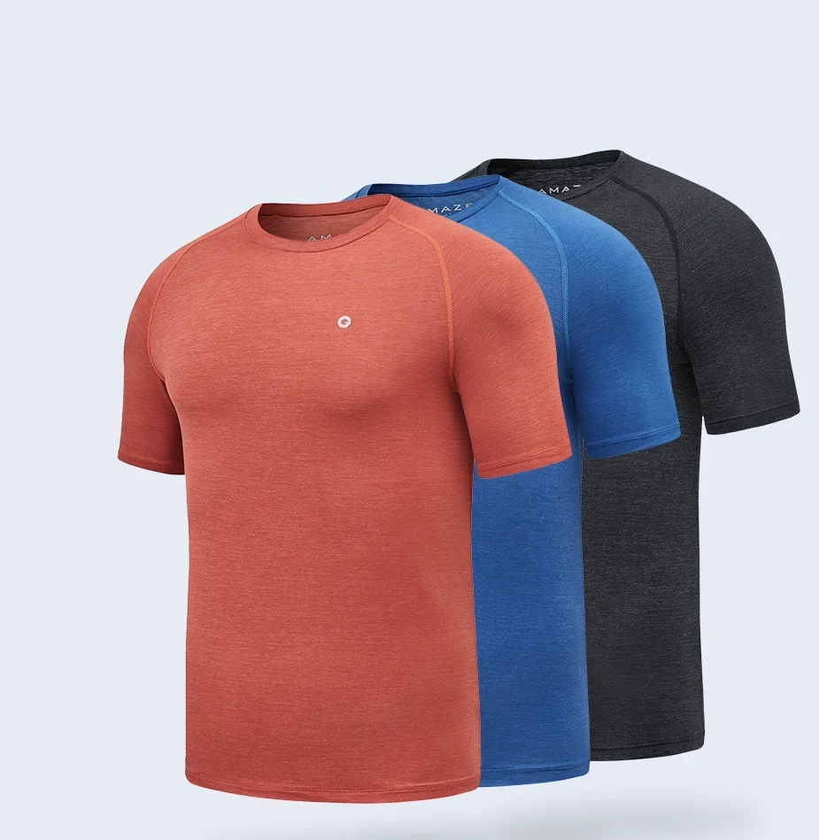 Новая красивая быстросохнущая футболка AMAZFIT удобные с короткими рукавами дышащие очень эластичный светоотражающий Свитшот спортивная одежда