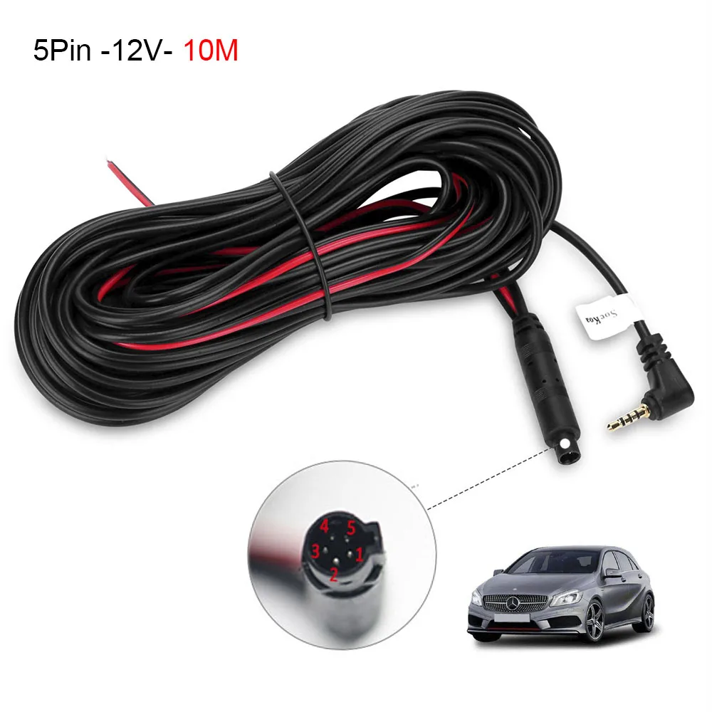 5pin-12V-10m HGDO, 12 и 24V 6 м/10 м/15 м/20 м 4pin/5pin 2,5 мм Джек RCA видео удлинитель кабеля для заднего вида Камера провода DVR Камера кабель - Название цвета: 5pin-12V-10m