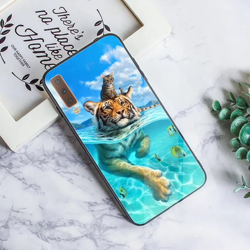 Для samsung A50 чехол тонкий для бампера samsung Galaxy A7 A9 A8 A6 Plus задняя крышка A10 A30 черный ТПУ Жесткий ПК A3 A5 - Цвет: N2G12