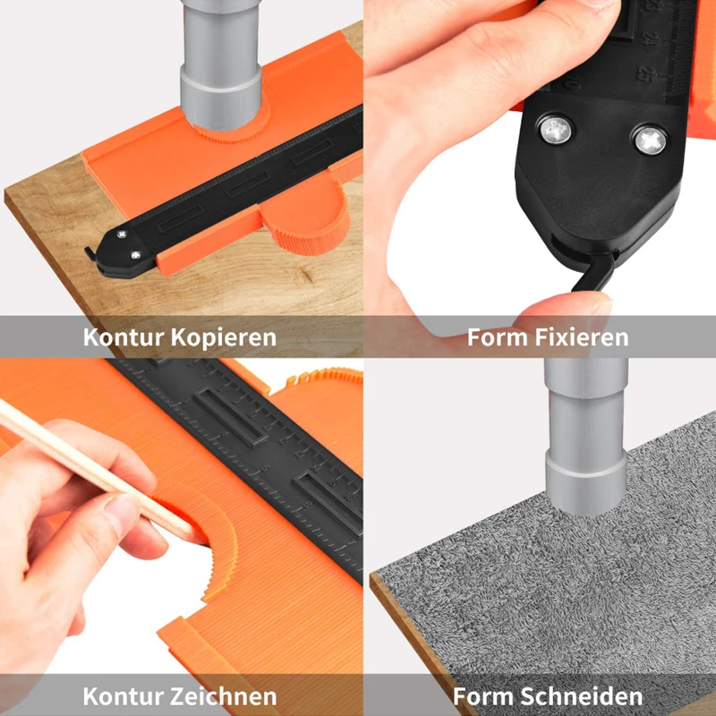 10'' Plastic Contour Duplication Gauge Carpenter Tool Radiant Ruler Meter Marking Tile Cuts Wood Tiling Measuring Tools |