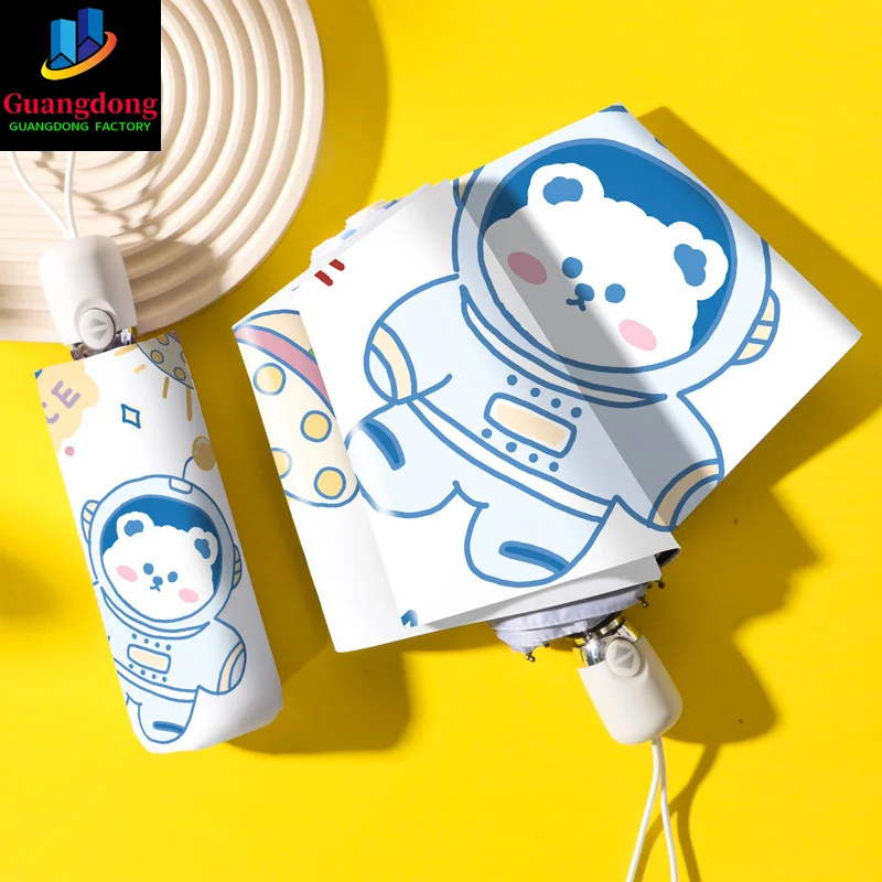 

Компактный Автоматический Солнечный зонт Space Bear, черный солнцезащитный складной зонтик с клеем и защитой от ультрафиолета