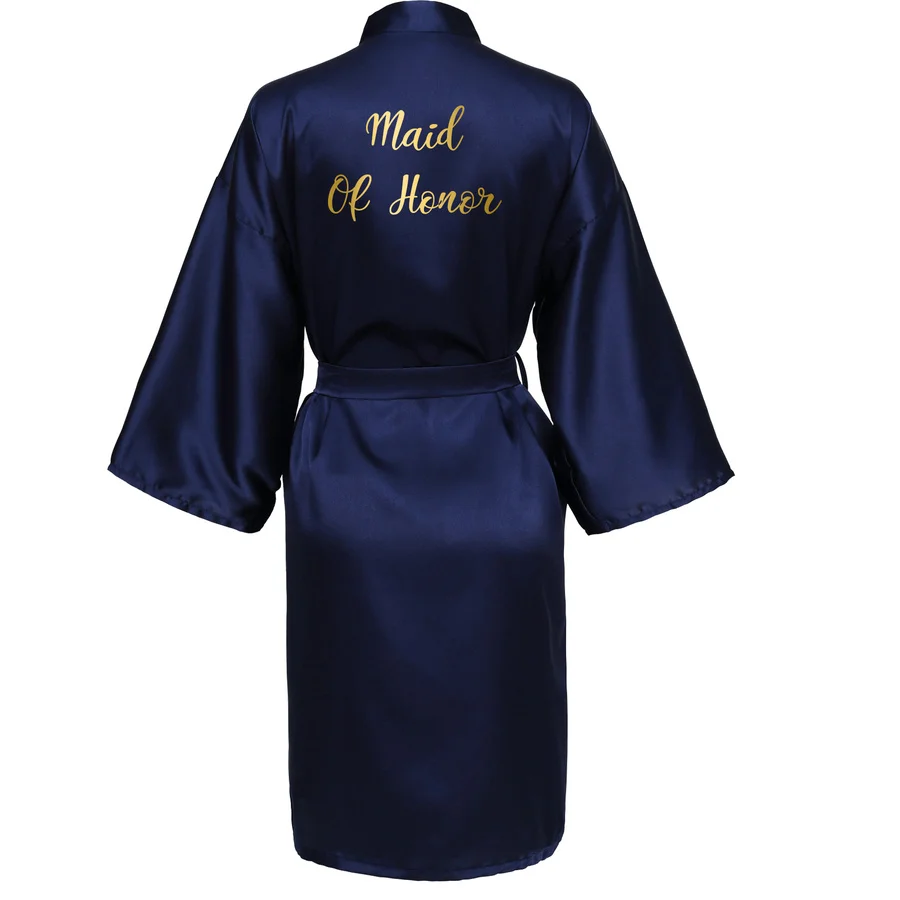 Платье для свадьбы owiner женское темно синее золотое сатиновое шелковое|Халаты| |