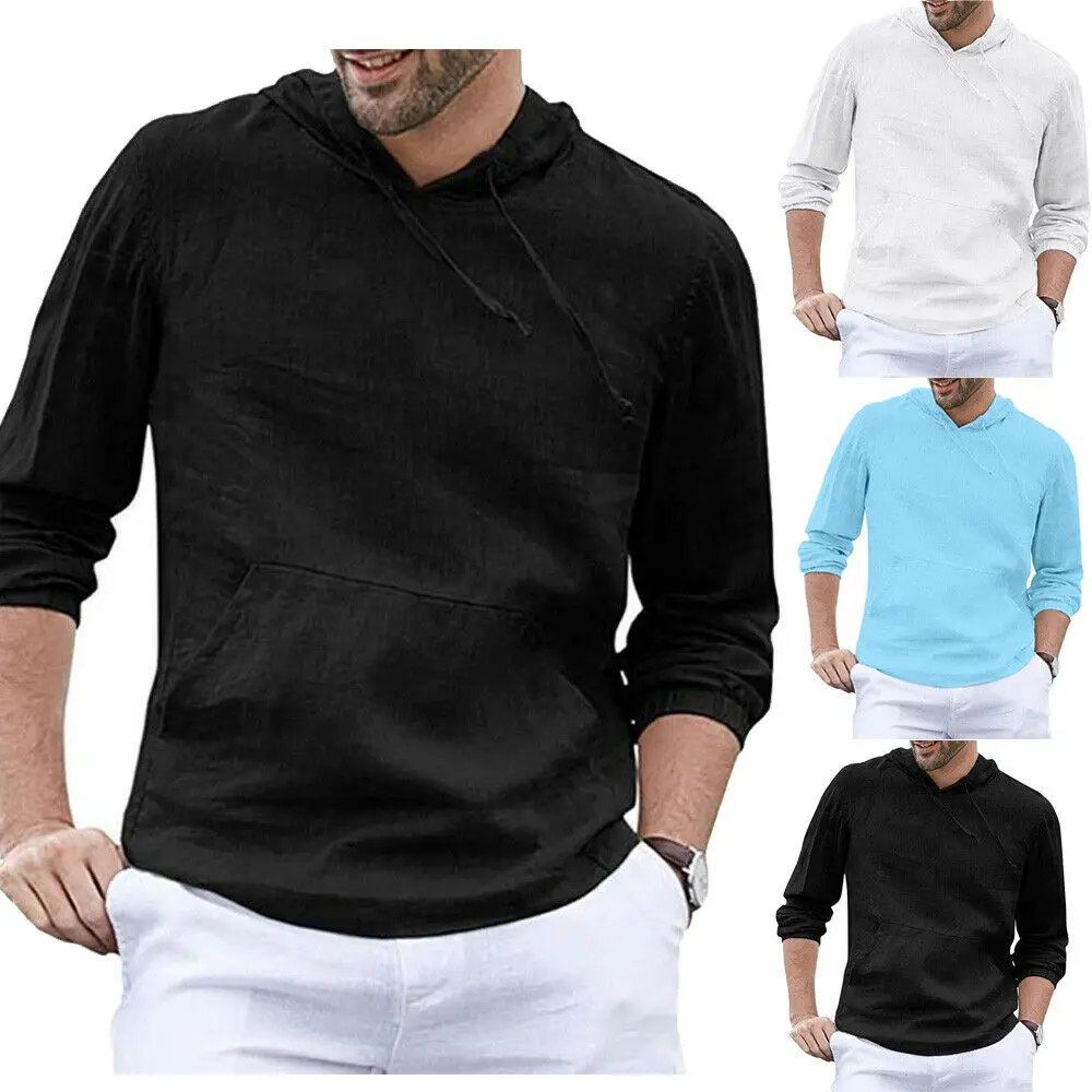 Новинка Мужская облегающая толстовка с капюшоном осенняя завязками черного и