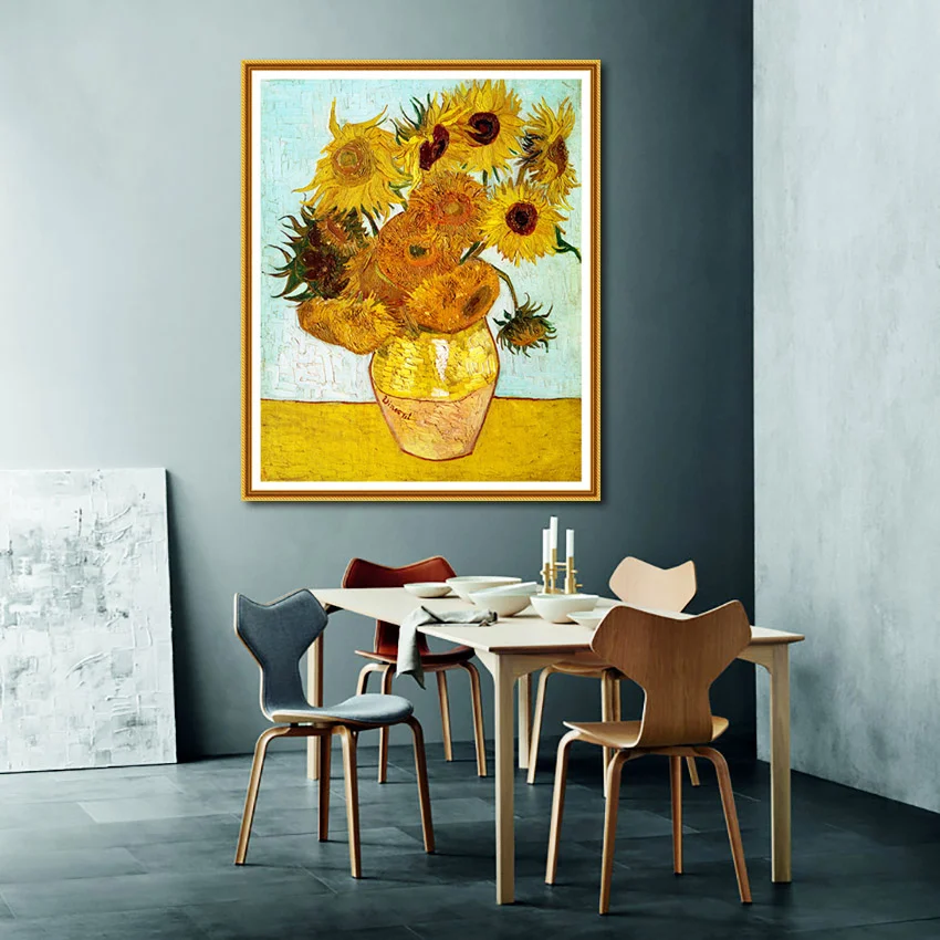 

Wall Art Decor Famous Painting Van Gogh Sunflower Poster Canvas Art Print Flower Wall Picture for Living Room Kitchen Bedroom