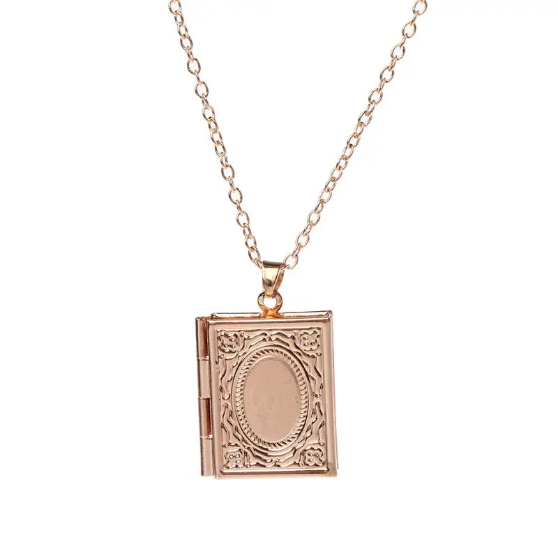 

Men Women Gold Islamic Box Photo Locket Pendant Necklace Jewelry Exquisite Gift
