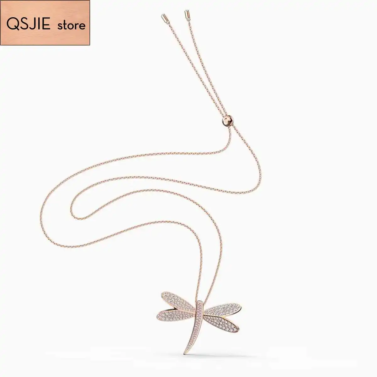 

QSJIE High quality SWA Dragonfly decoration, exquisite details and shiny and charming women's Necklace Charming fashion jewelry