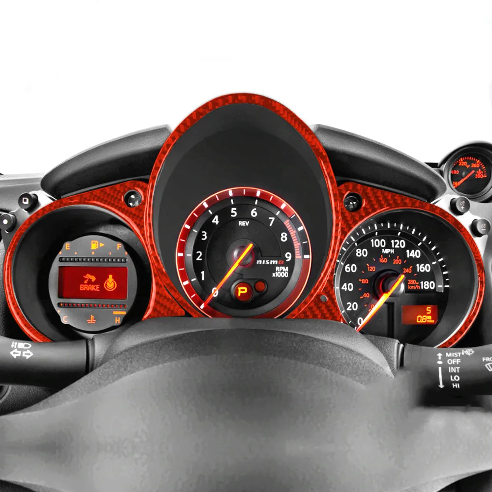 

New Real Carbon Fiber Car Stickers For Nissan Z34 370Z 2009-2021 Dashboard Meter Instrument Frame Frame Cover Trim Auto Styling