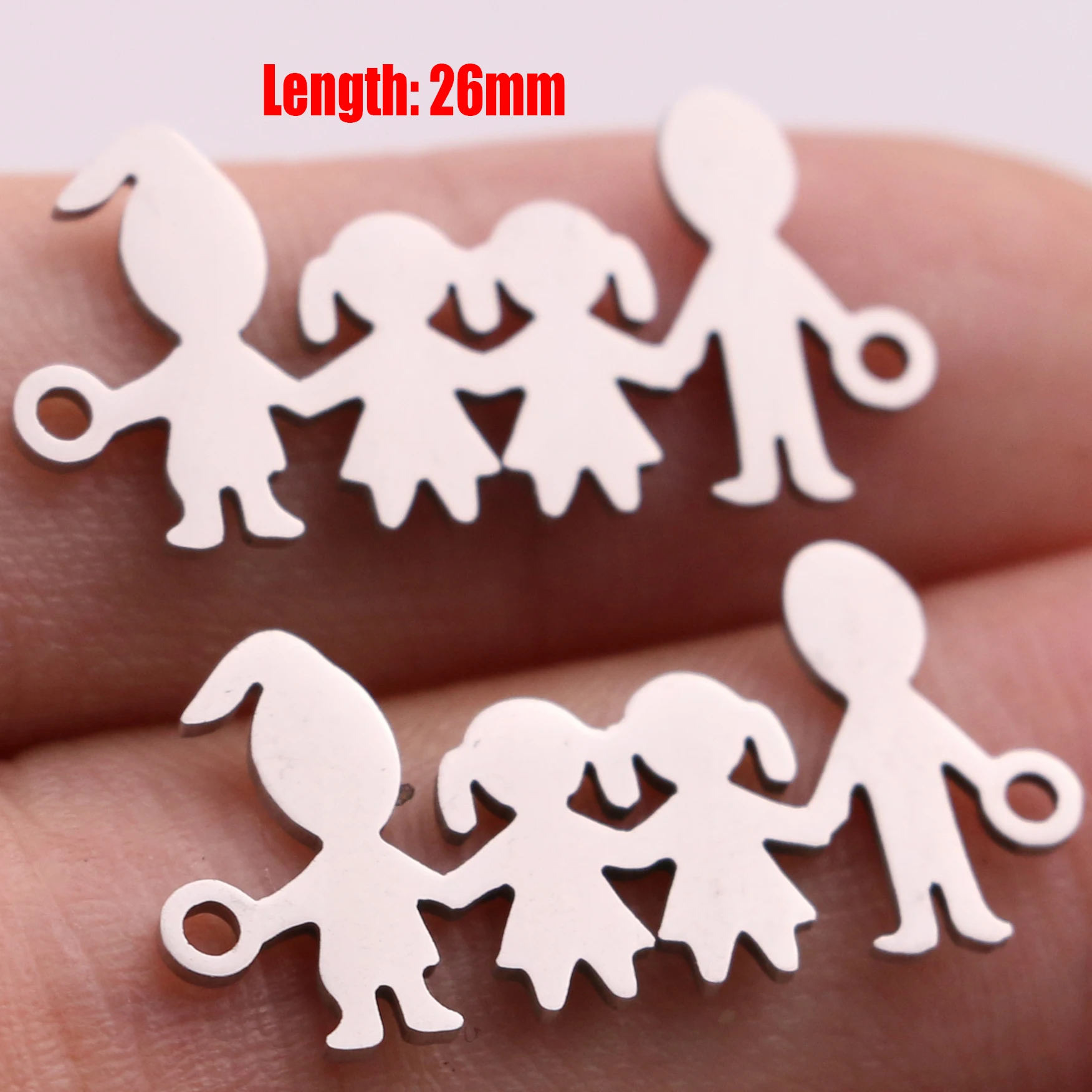 5pcs Family Chain Stainless Steel Pendant Necklace Parents and Children Necklaces Gold/steel Jewelry Gift for Mom Dad New Twice - Цвет: Steel 28