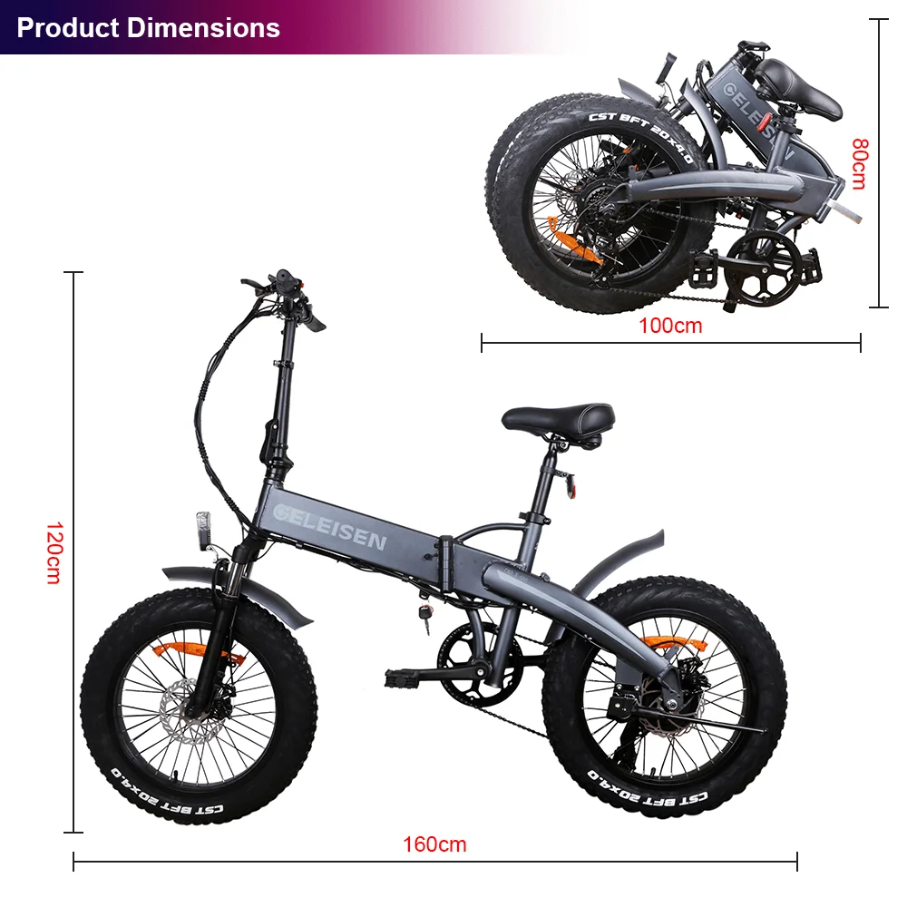 Online EU Lager GELEISEN 500W Falten Elektro Fahrrad Fet Bike 7 Geschwindigkeit Ebike 20 Zoll 4,0 Fett Reifen Berg Elektrische Fahrrad 48v10ah 25 Km/h