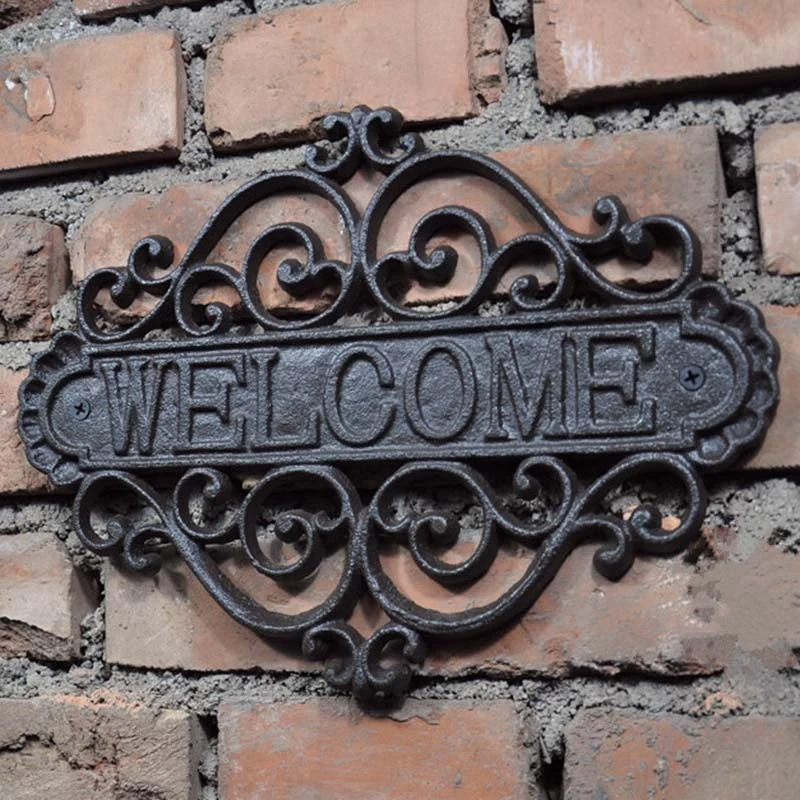 Welcome Sign Wall Plaque Home Garden Outdoor Hanging Decor Decorative Creative Retro Shop Signs Cast Iron Country Cottage House | Дом и сад