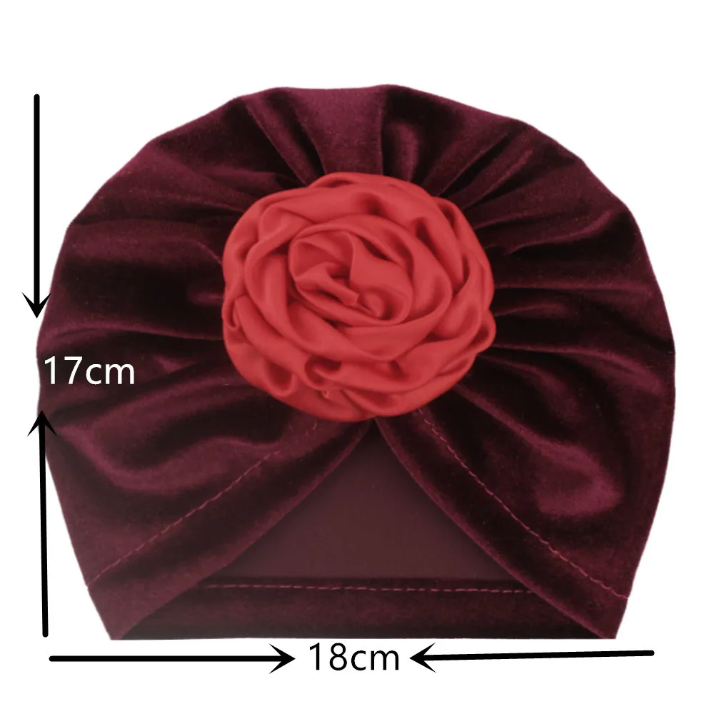 Новинка 2019 1 шт. Вельветовая детская шапка Зимняя Шапка-бини с цветами для девочек