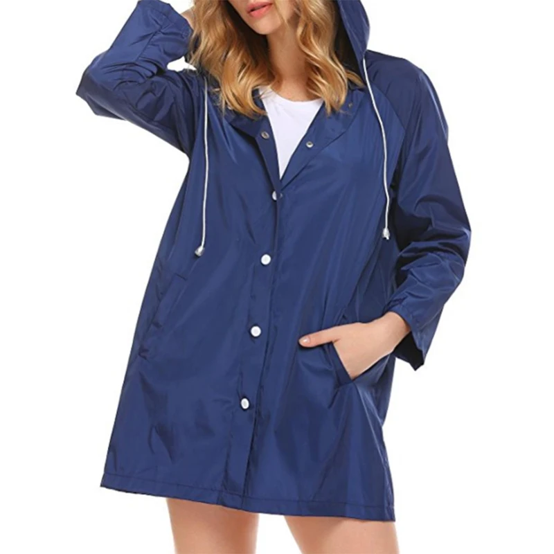 blue rain coat Осенняя ветровка на молнии для женщин, ветрозащитная куртка для спорта на открытом воздухе, походные куртки, Женская куртка, ветрозащитное пальто для кемпинга размера плюс - Цвет: blue rain coat