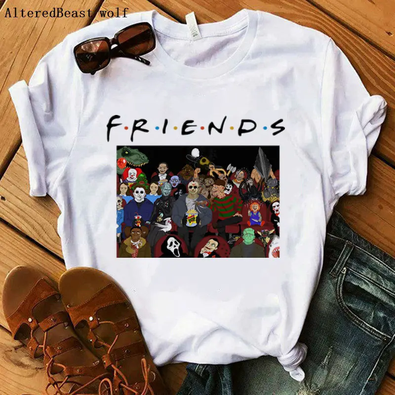 

Friends Tv show t-shirt cartoon horror halloween FRIENDS t shirt female letter print women clothes summer vogue harajuku tops