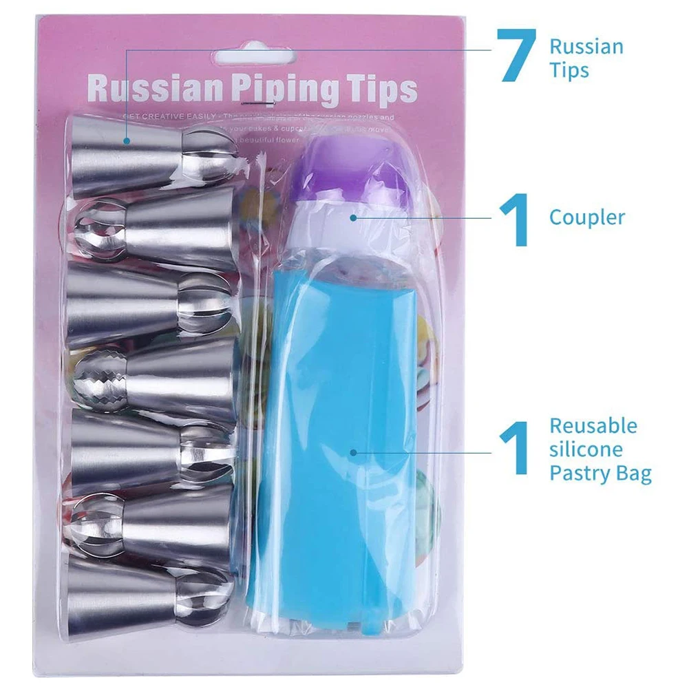 

9PCS Multifunction Cake Decorating Tools Kit Pastry Nozzle Reusable Silicone Piping Bag Fondant Tool Baking Supplies