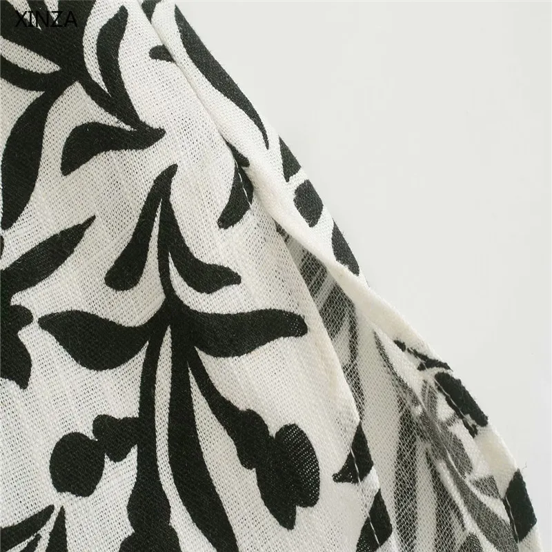 

2021 Za Women Floral Print Black Summer Shirt Short Sleeve Side Vents Vintage Shirts Woman Fashion Button Up Traf Blouse Top