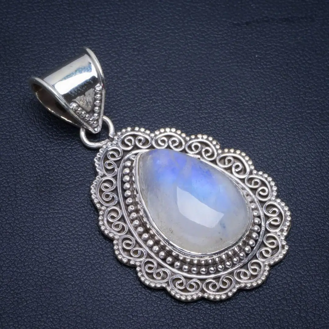 Натуральный Радужный Лунный Камень ручной работы уникальный 925 пробы серебряный