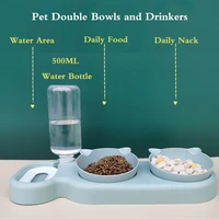 cats pet double bowls and drinkers dog accessories transparent storing feed water bottle animals automatic fountain dispenser