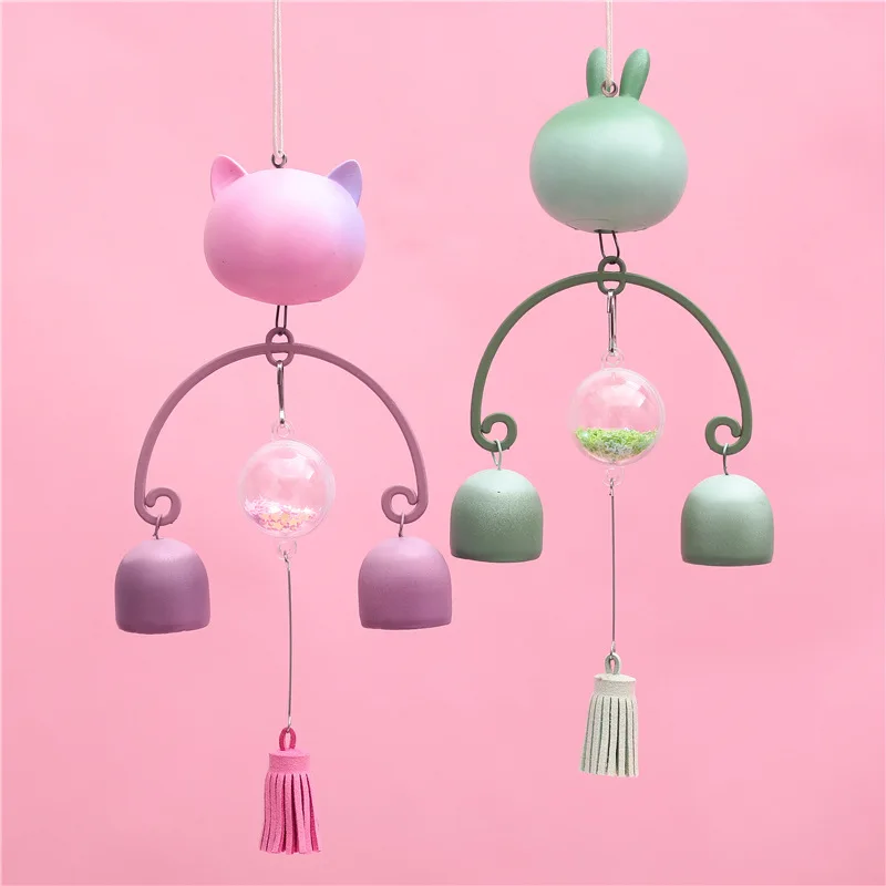 Cute cat wind chimes Japanese style iron chime door hanging ornament bell pendant student housewarming birthday gift | Дом и сад