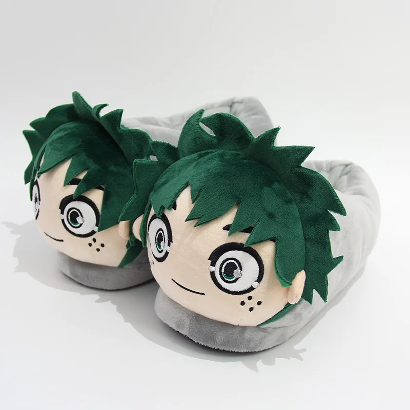 

Winter Plush Cotton Slippers My Hero Academy Anime Cosplay Midoriya Izuku Cartoon Graphics Men and Women Slippers Adult Model
