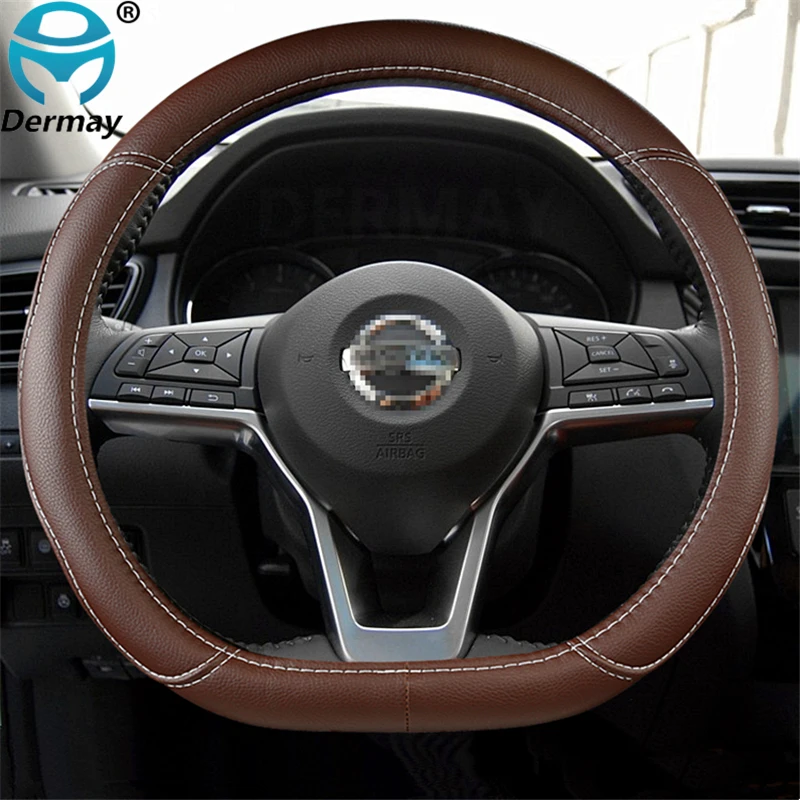 d shape car steering wheel cover pu leather for nissan rogue sport hybrid 2017 2019 2020 qashqai 2019 2020 braid cover free global shipping
