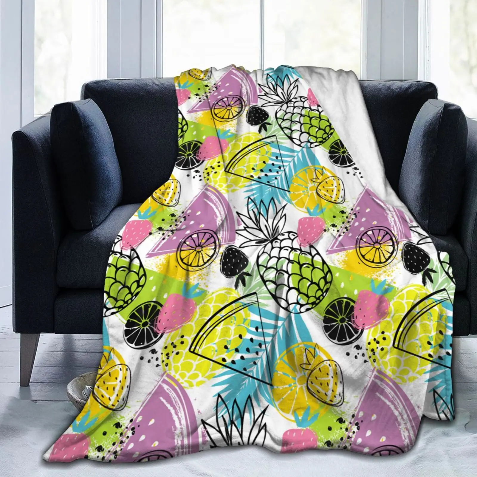 

Summer Fruit Fancy Decorative New Age Tie Dye Soft Cozy Fleece Blanket Dropship Wholesale Family Winter Flannel Throw Homedecor