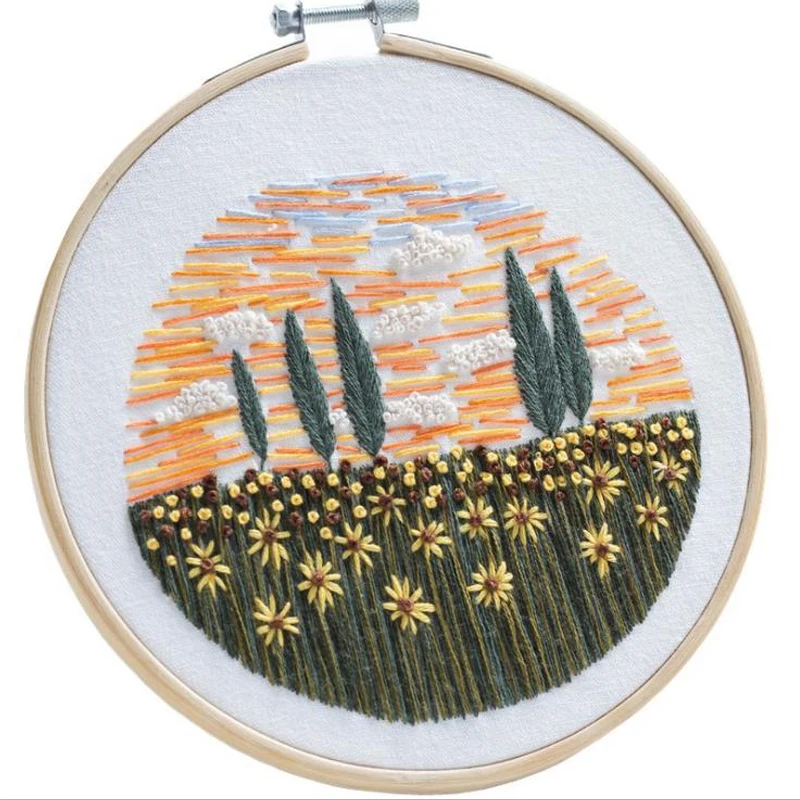 DIY Вышитый цветочный узор ручной работы Рукоделие для начинающих крестиком набор