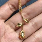 Колье в виде цветка розы для женщин из нержавеющей стали и с рисунком из мультфильма Красавица и Чудовище кулон ожерелья с подвесками в стиле Бохо ювелирные изделия подарок ко Дню Святого Валентина