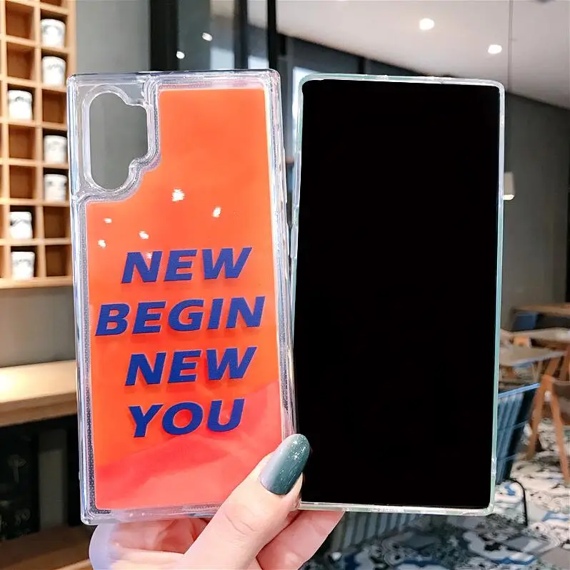 Чехол для телефона samsung Note 10 Plus 8 9 светится в темноте жидкий Блестящий песок Чехлы