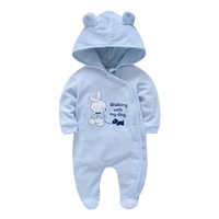 2020 winter unisex baby clothes warm velvet hooded newborn rompers cartoon print long sleeve infant pajamas overalls