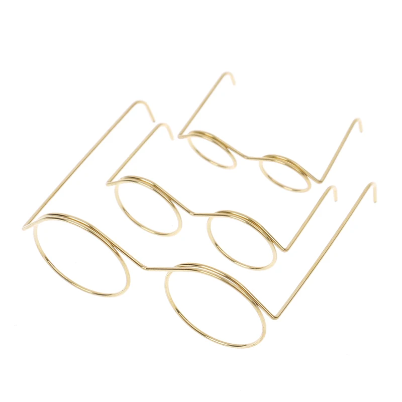 10 шт./упак. мини Модная Золотая круглая оправа для очков без оправы кукол