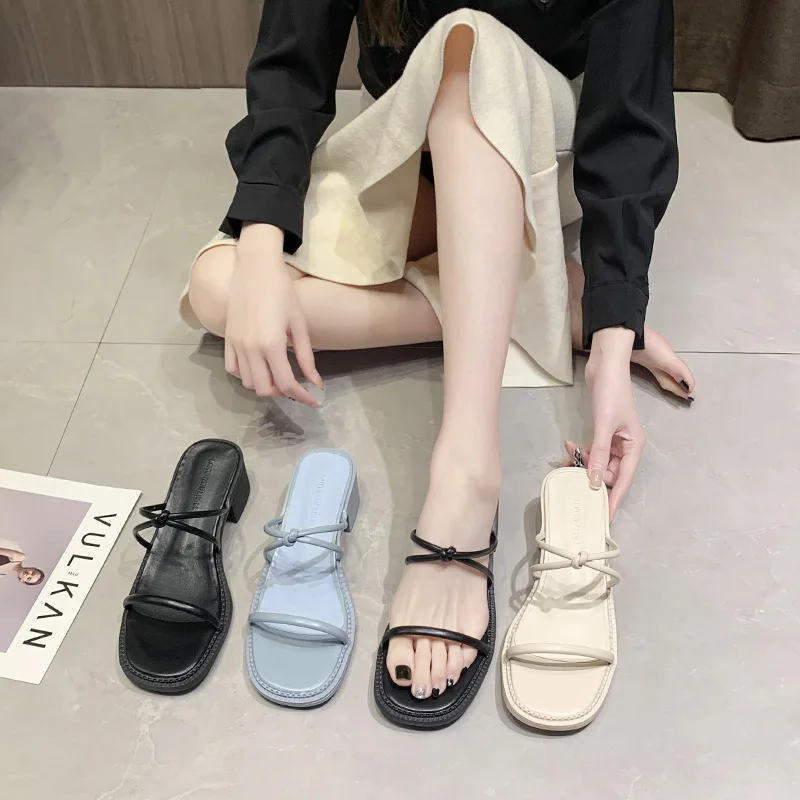 

Cross 2021 Summer Beige Heeled Sandals Med Female Shoe Espadrilles Platform Open Toe Black Fashion Medium Elastic Band Girls H