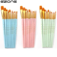 ezone 10pcsset paint brush different size fan brushes watercoloroil painting gouache drawing art toy school office supply