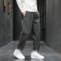 woolen casual pants male straight loose 2020 new small trousers all match nine point sport joggers