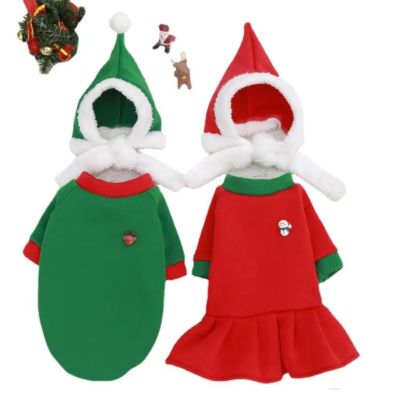 

Dog Clothes Winter Christmas Dog Cat Pet Clothes Warm Velvet Hat Couple Suit Autumn And Winter Teddy Law Fighting Bomei Supplies