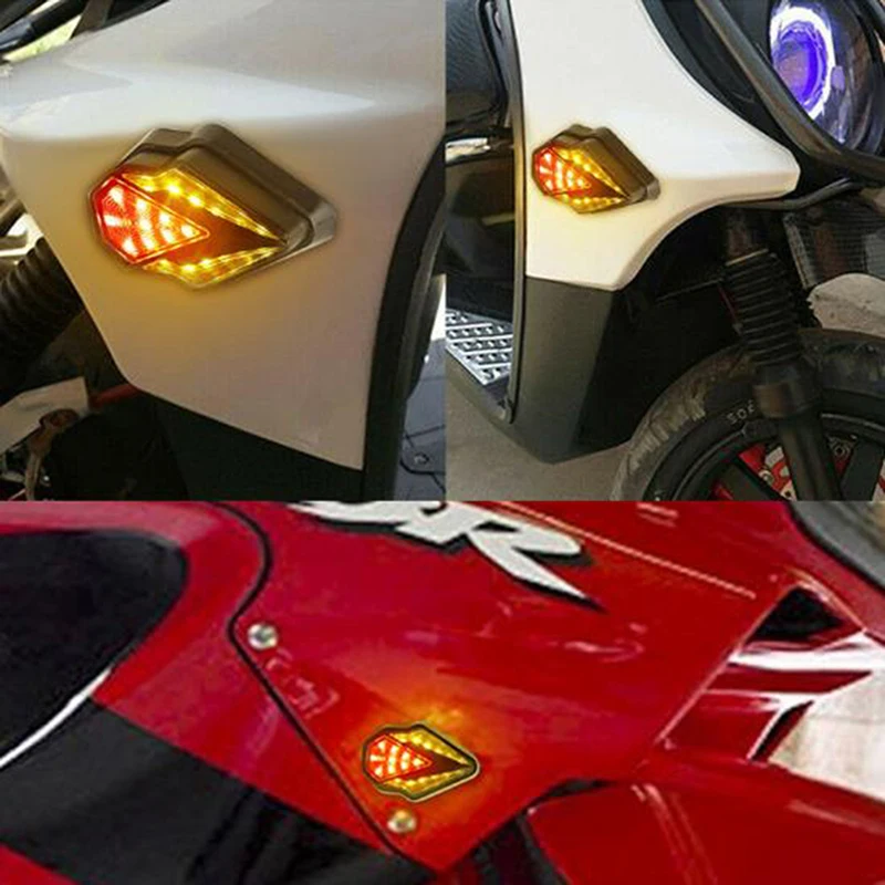 

2PCS Universal Motorcycle LED Turn Signal Flowing Water Blinker Lights Iidicator Flashers Running Lights For Kawasaki Yamaha 12V