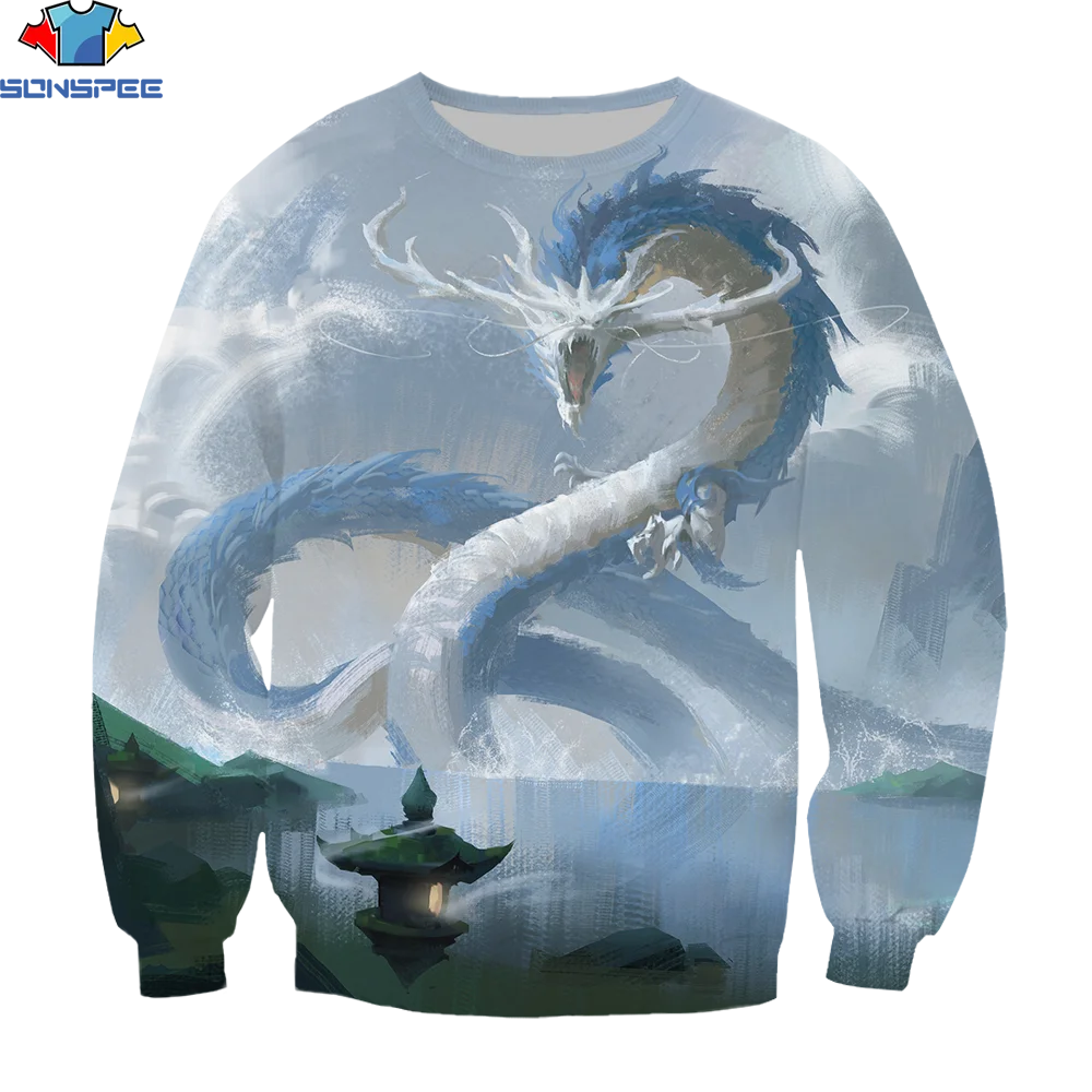 

SONSPEE 3D Chinese Dragon Sweatshirt New Men Women Hoodies 3D Print Fashion Street Comfortable Sleeve Oversized Sweatshirt Tops