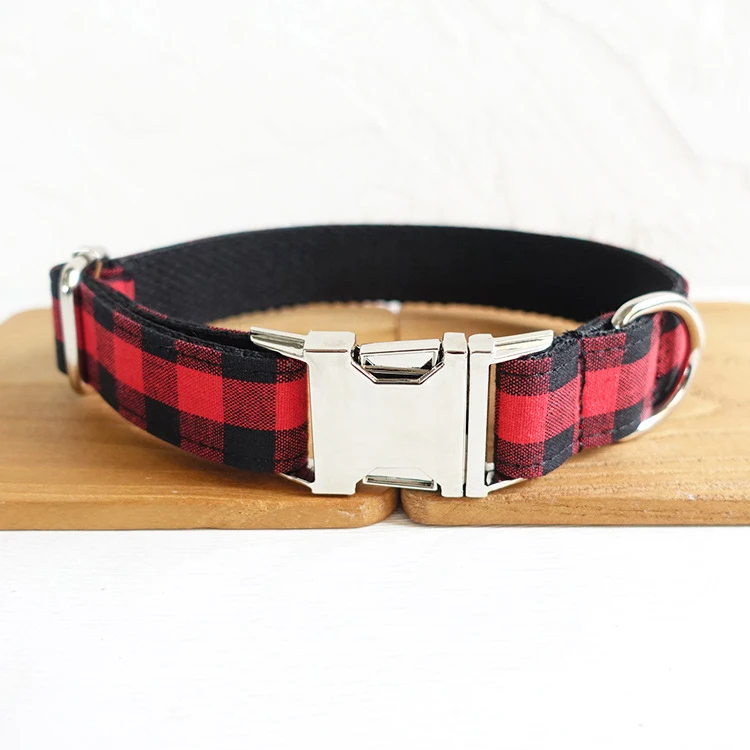 Personalized Pet Collar Custom Plaid Nylon Puppy Cat Name ID Tag Adjustable Collars Lead Leash Set Free Engraving Dog Collars|Наборы| |