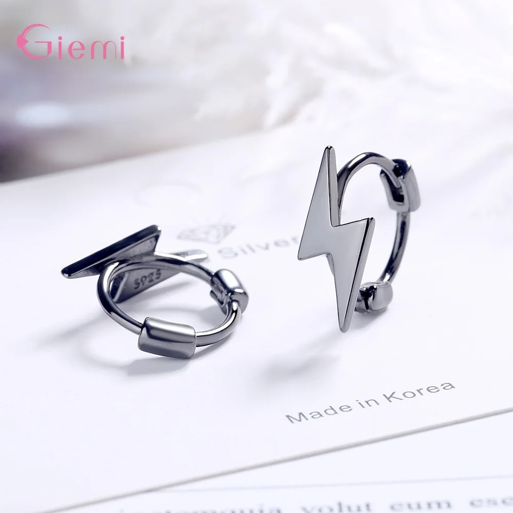 

Fashion Simple 925 Sterling Silver Flash Lightning Hoop Earrings For Women Girl Trendy Brincos Fine Jewelry Gift Party Ornament