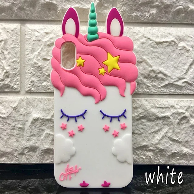Unicorn White 3D мультфильм розовый зыбучий песок Единорог Мягкий силиконовый жидкий Звезды Чехол для iPhone 8 plus 7 6S 6 plus 5 S 5S SE XS Max XR X чехол для телефона - Цвет: Unicorn White