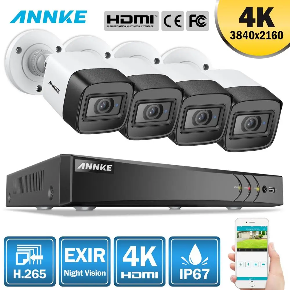 ANNKE RU продажа 8CH HD 4K видео система безопасности 5в1 H.265 + DVR с 4 шт 8MP Всепогодная